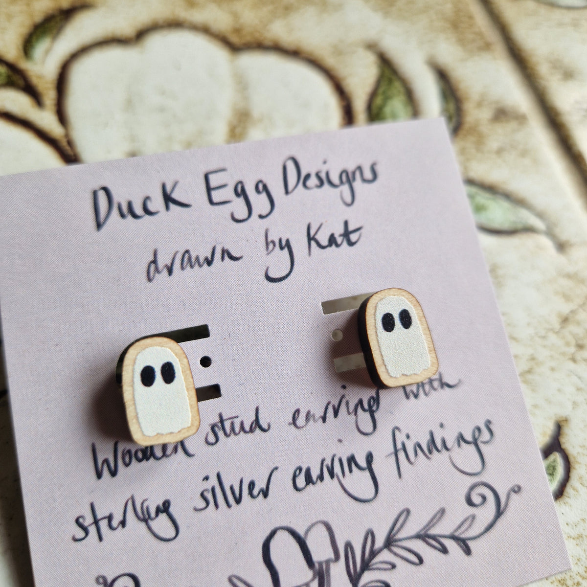 Ghost Wood And Sterling Silver Stud Earrings