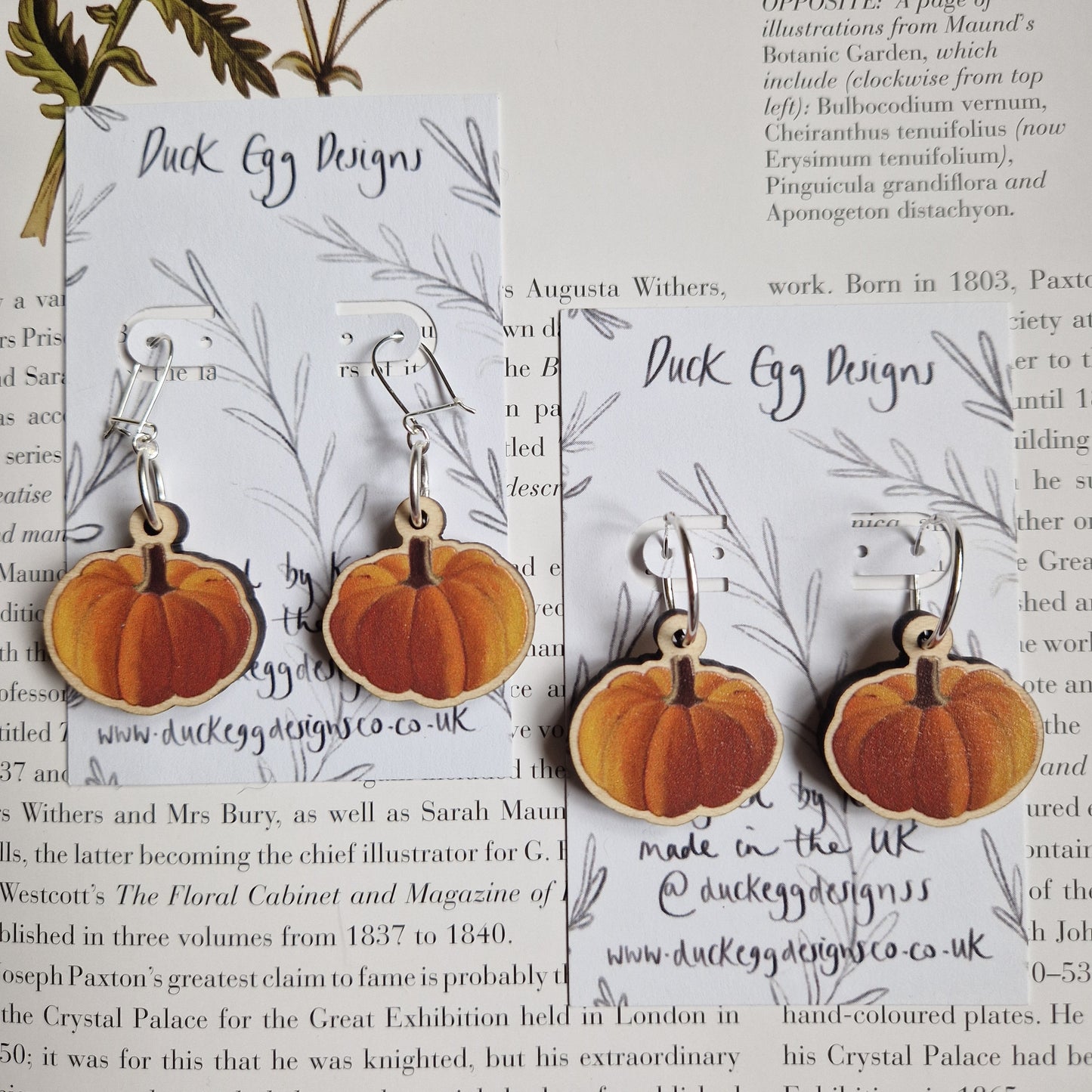 Pumpkin Lightweight Wood And Sterling Silver Earrings