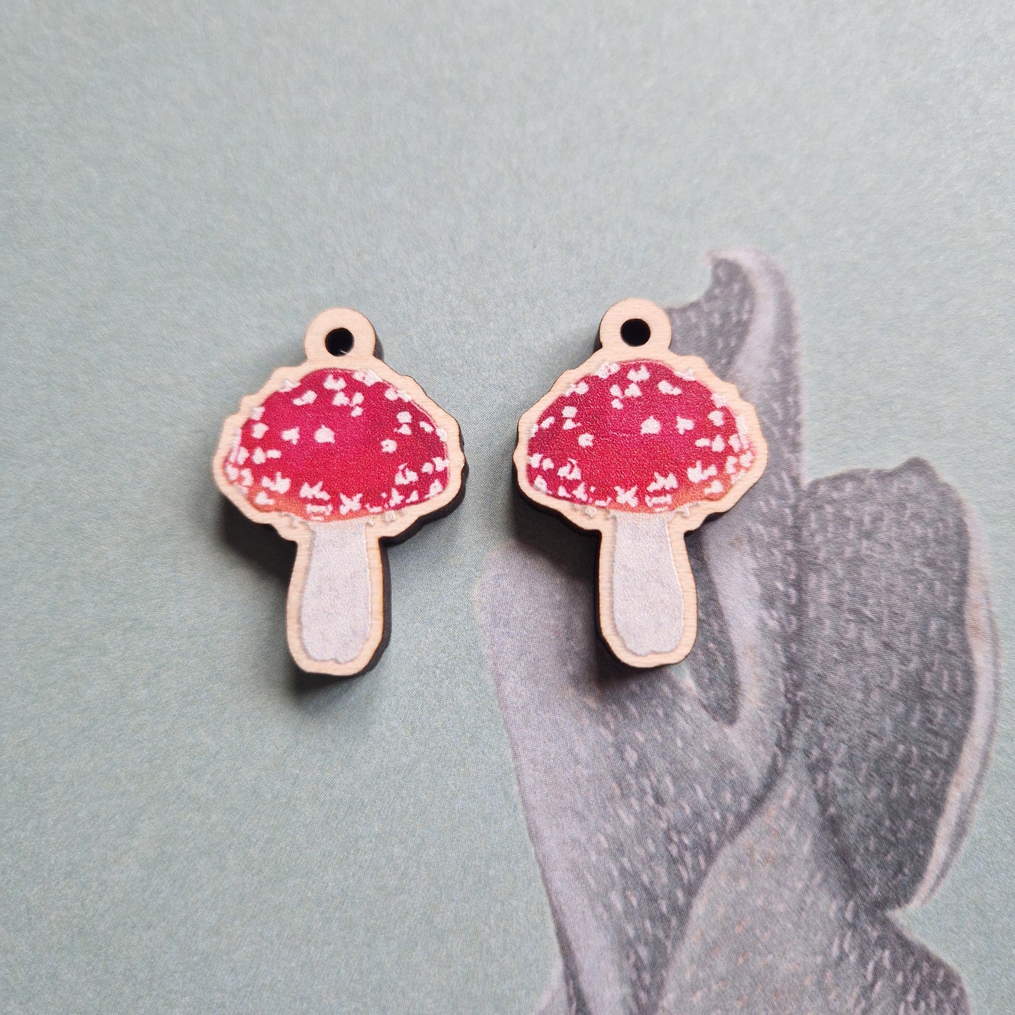 Fly Agaric Woodland Inspired Toadstool Sustainable Wood And Sterling Earrings