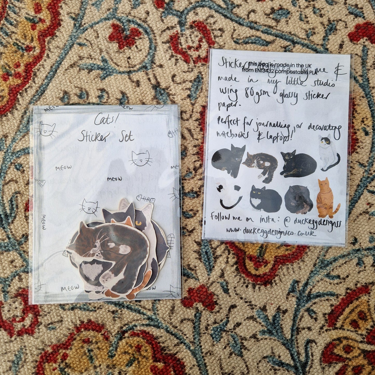 Cat Sticker Set Pack Of Eight Stickers