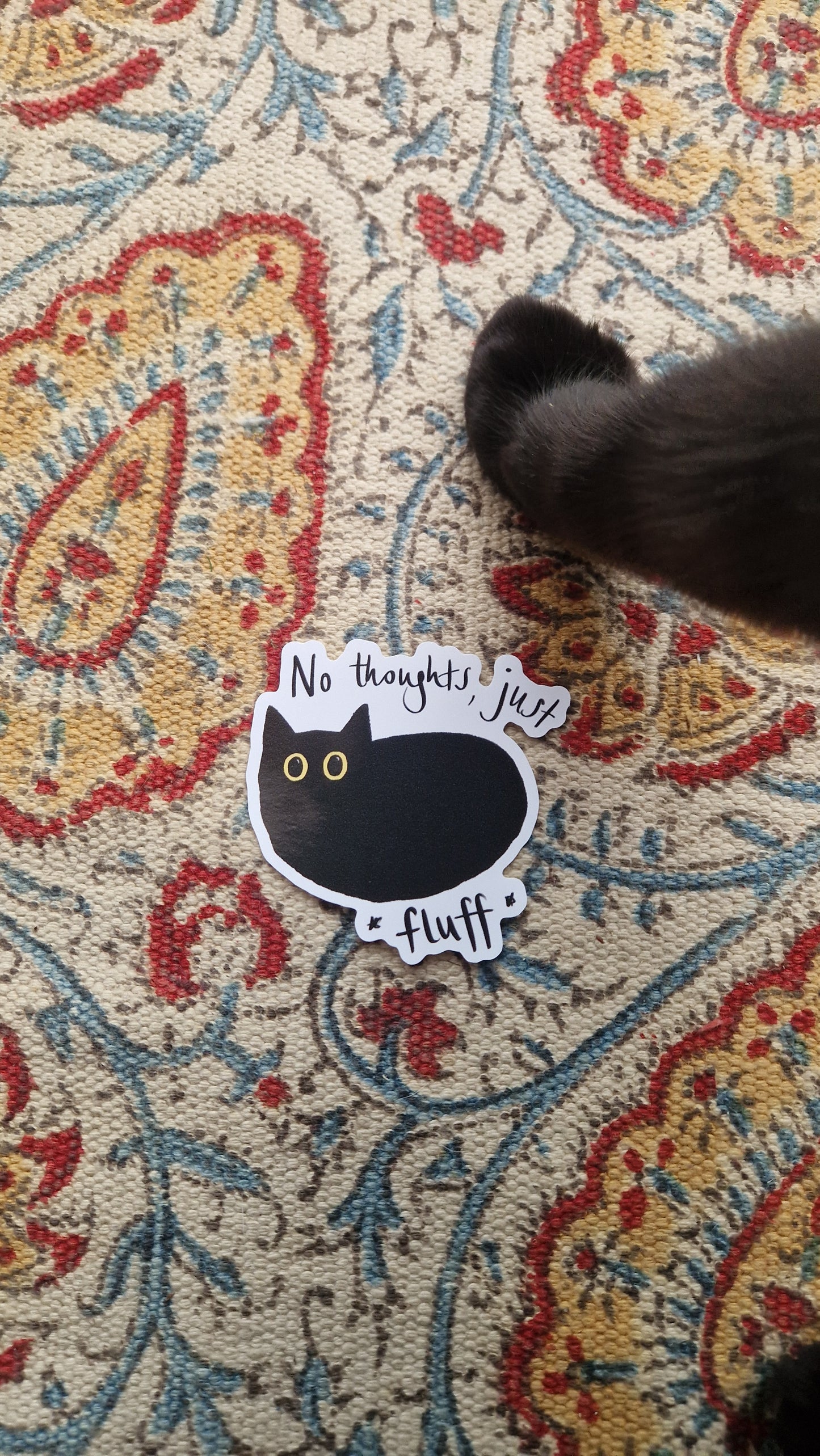 No Thoughts, Just Fluff Black Cat Vinyl Sticker