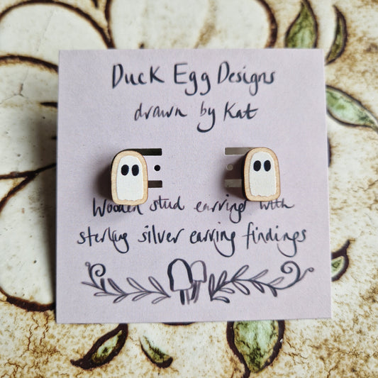 Ghost Wood And Sterling Silver Stud Earrings