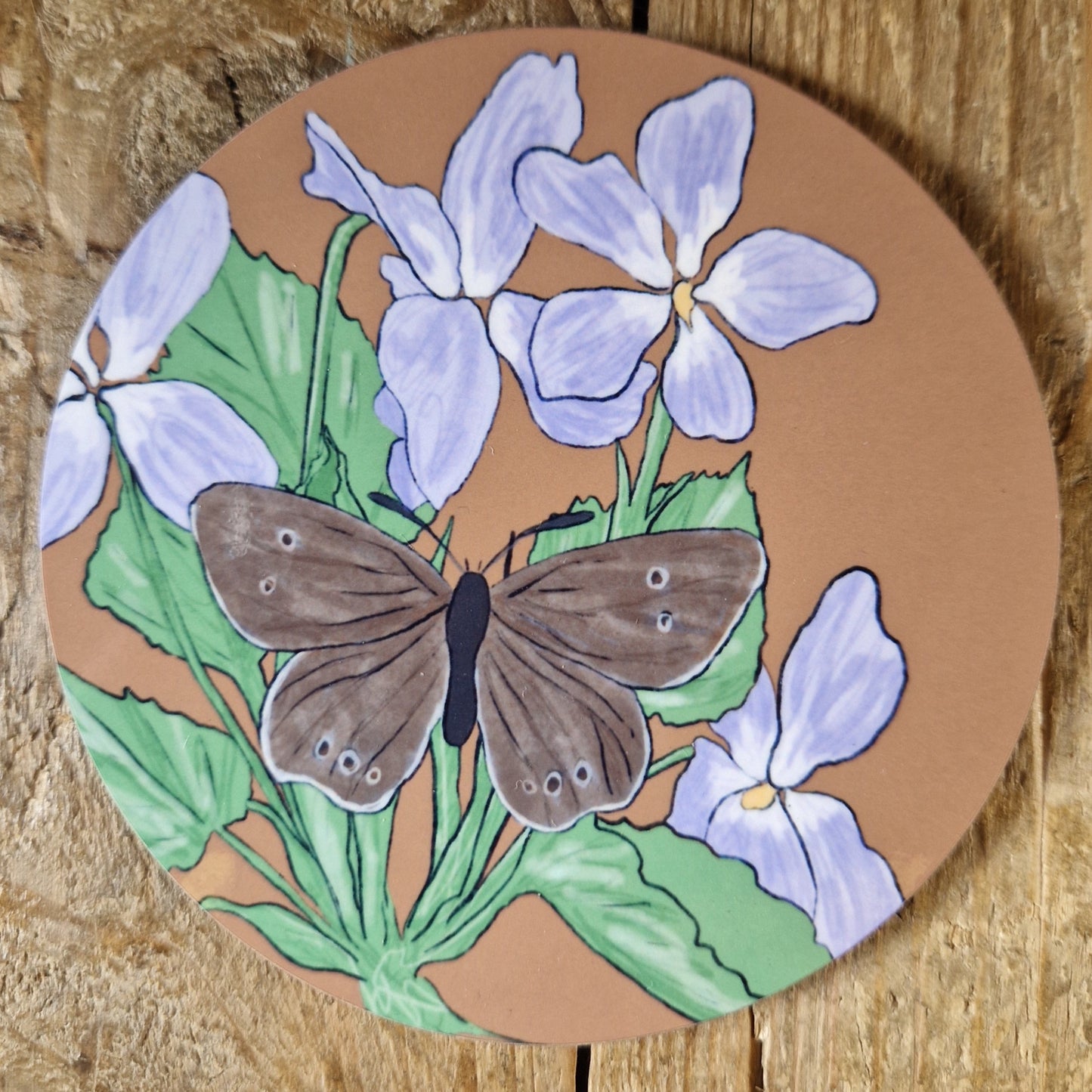 Ringlet Butterfly and Hairy Violet Drinks Coaster