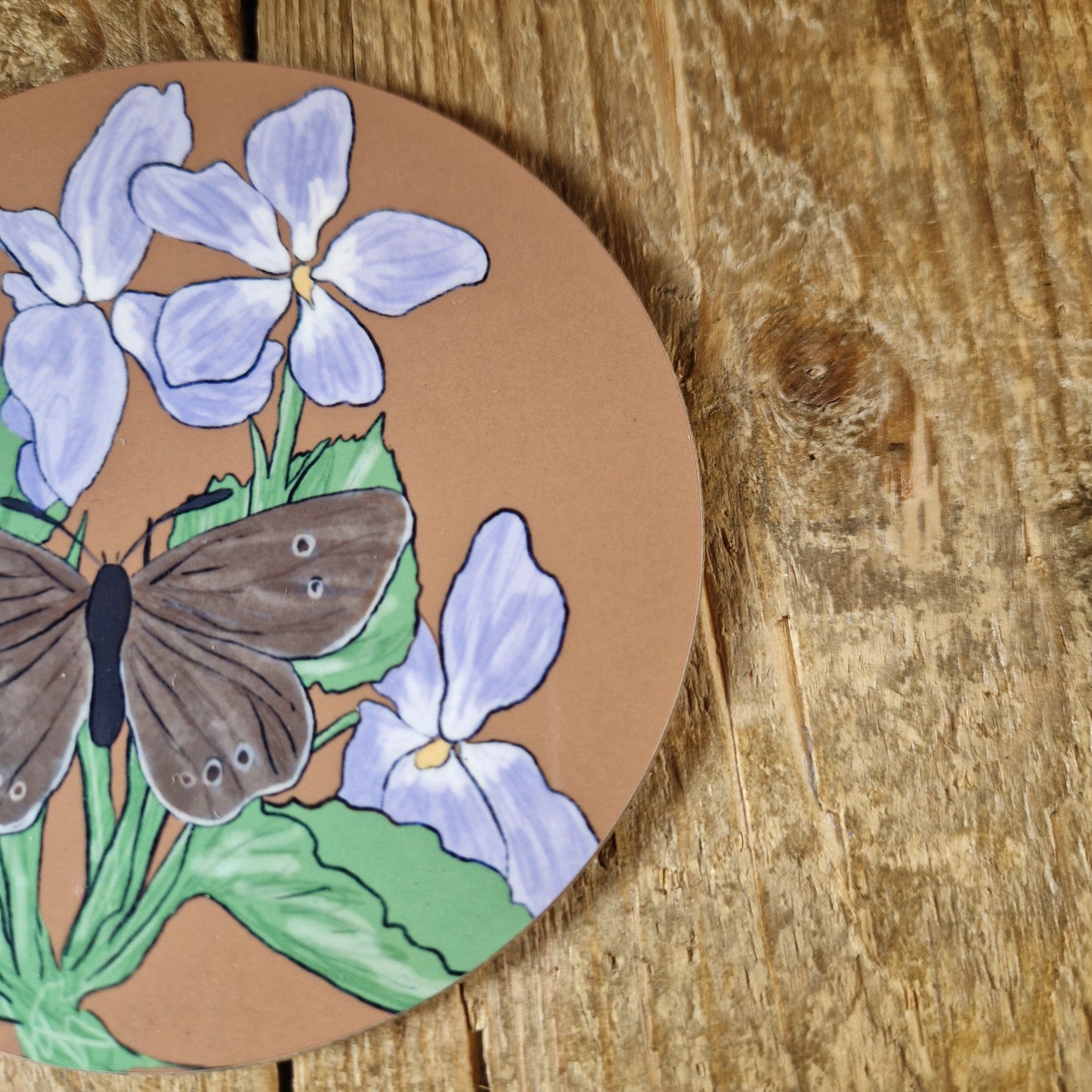 Ringlet Butterfly and Hairy Violet Drinks Coaster