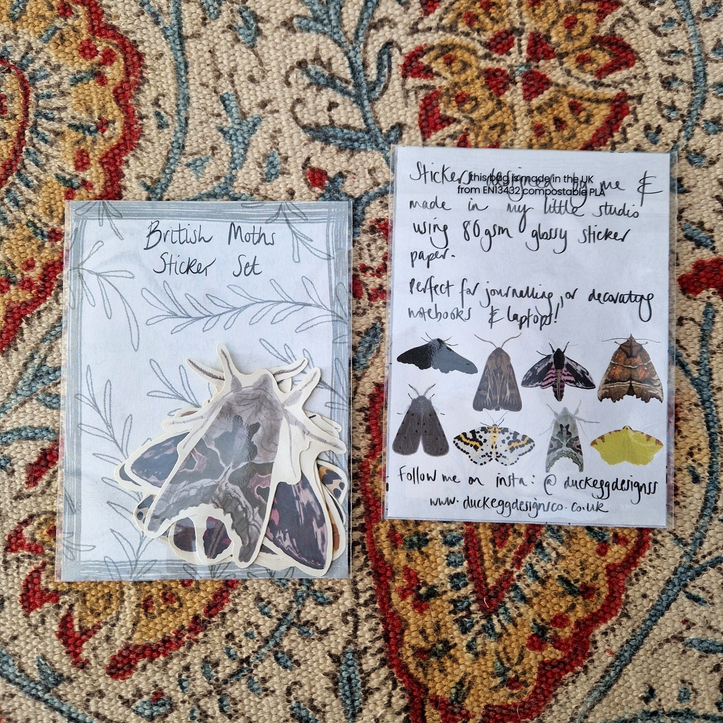 British Moths Sticker Set Pack Of Eight Stickers