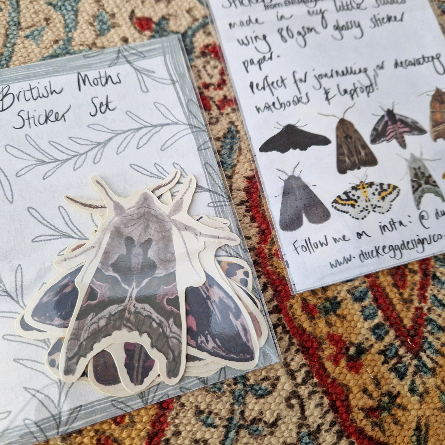British Moths Sticker Set Pack Of Eight Stickers
