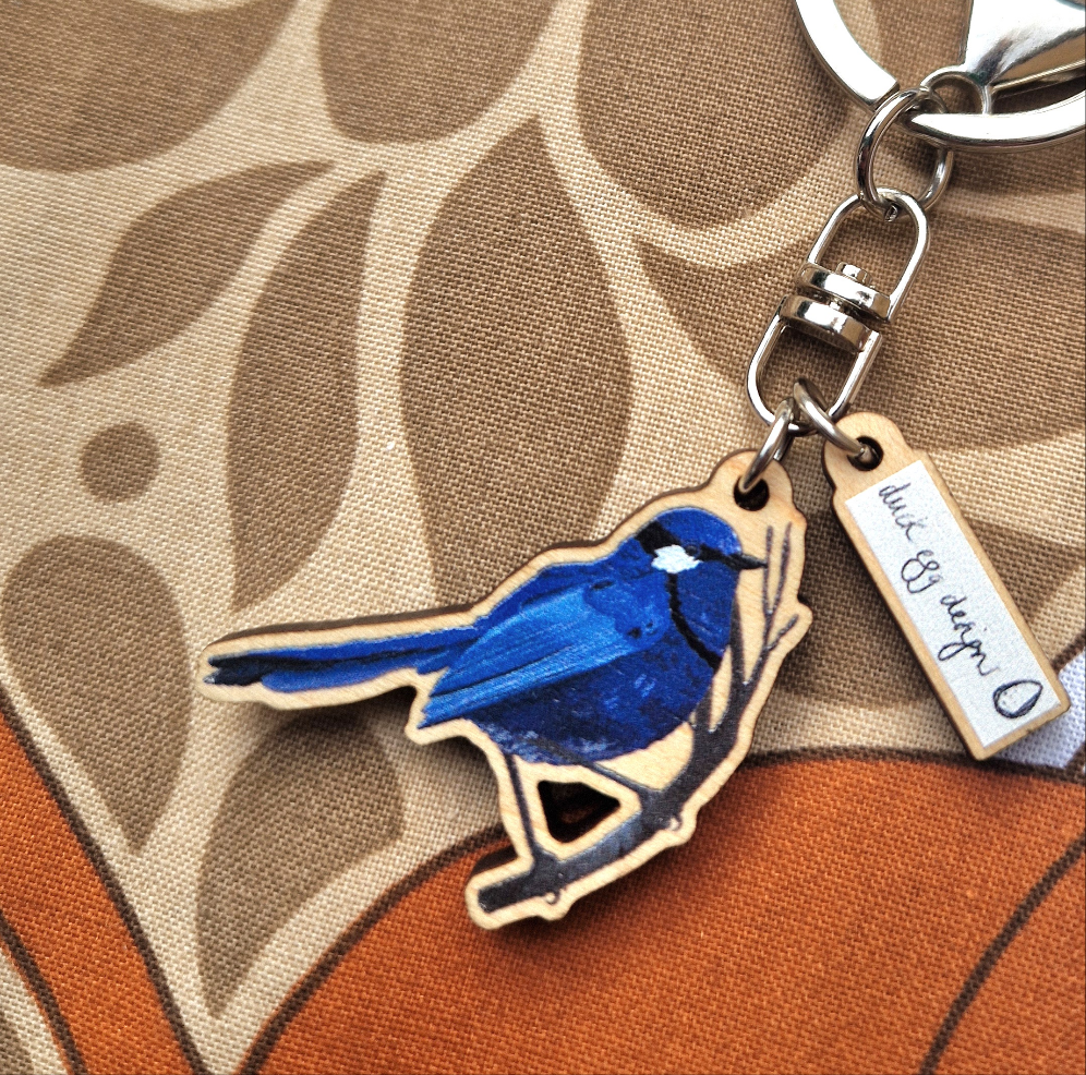 Fairy Wren Sustainable Wood Keyring