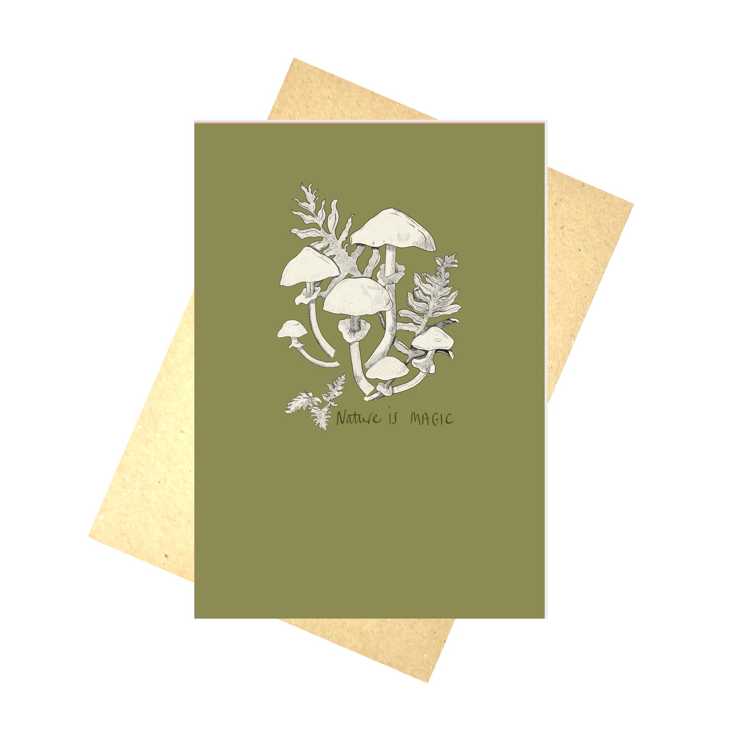 Nature Is Magic Fungi Green Blank Inside Card