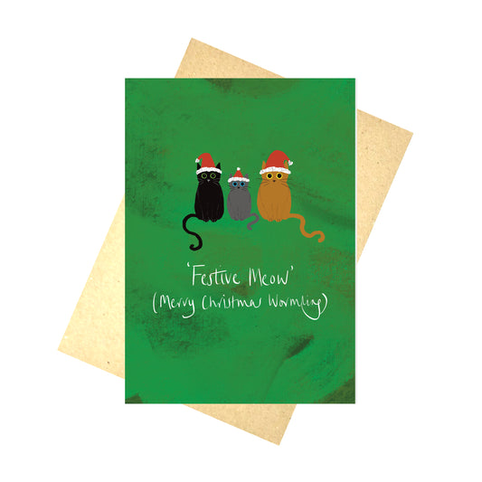 Festive Meow Cat Christmas Card