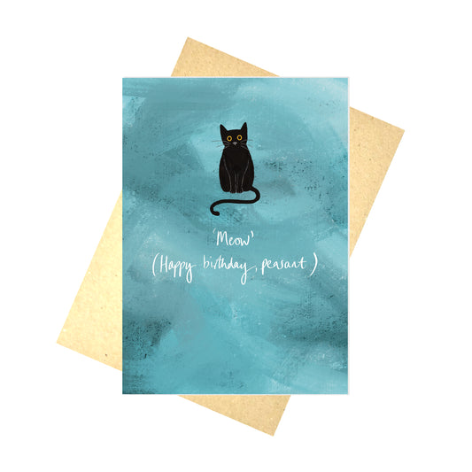 'Meow' Happy Birthday Peasant Black Cat Card