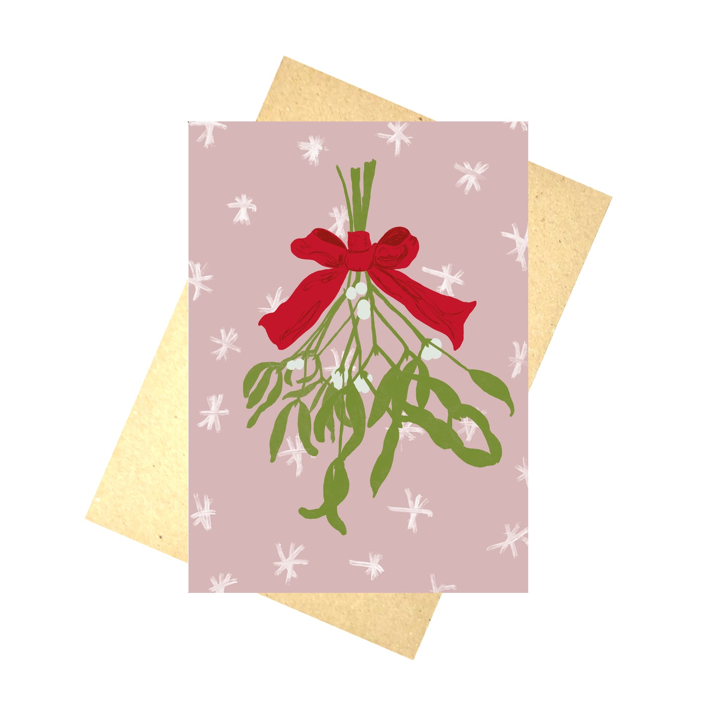 Mistletoe Christmas Greetings Card Blank Inside