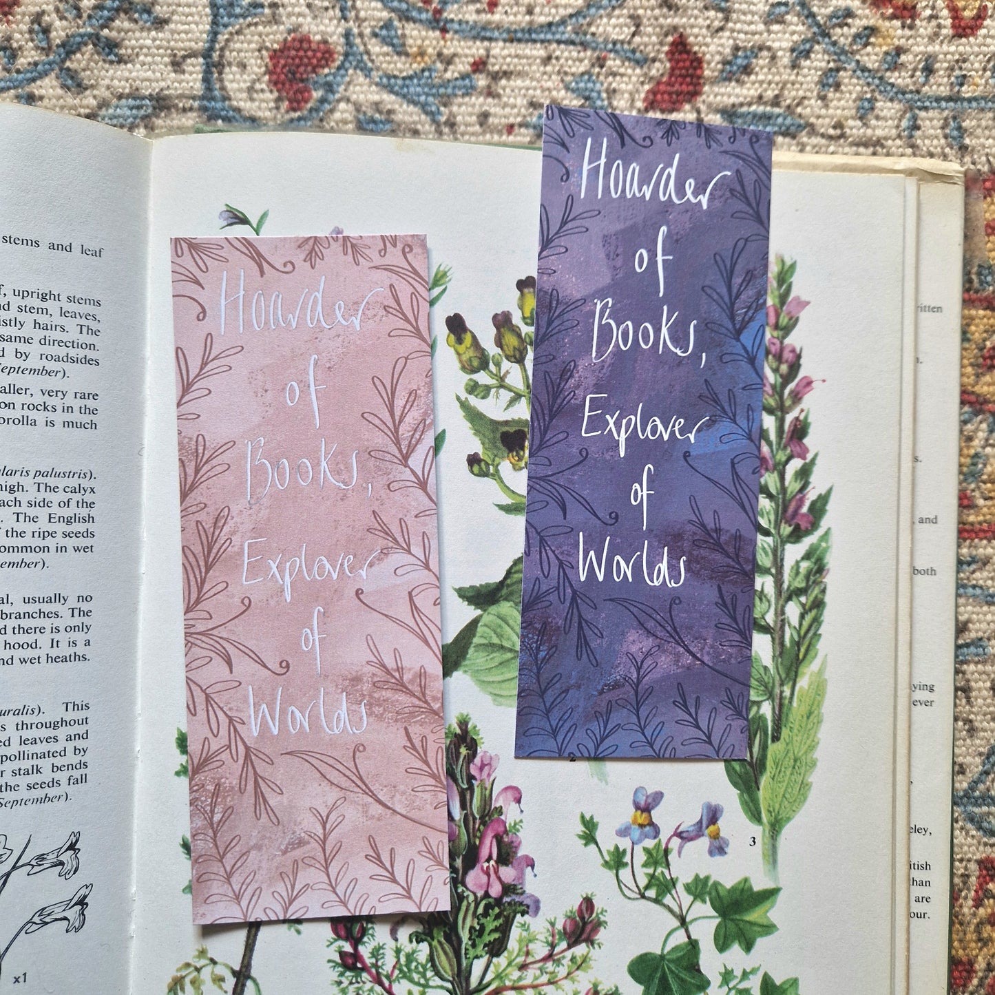 Hoarder of Books, Explorer of Worlds Recycled Paper Double Sided Bookmark