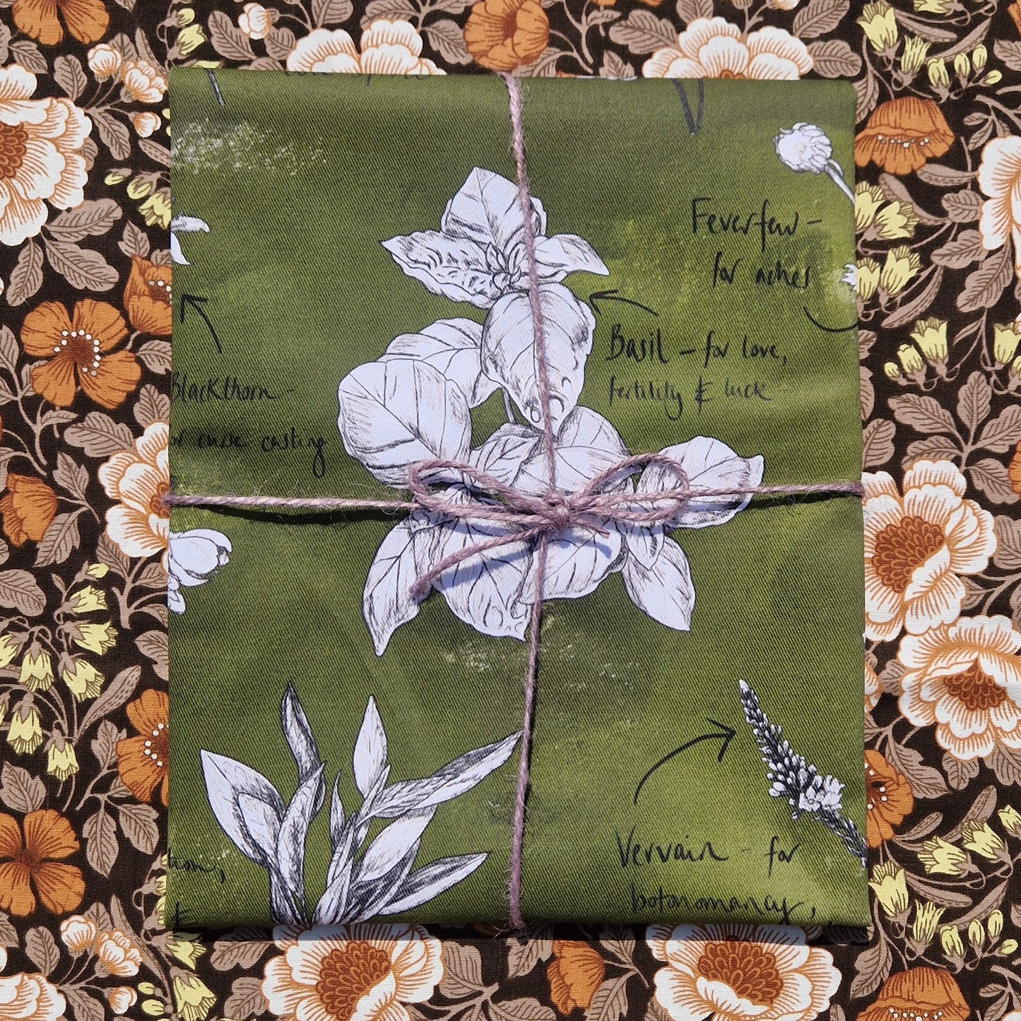 Witch's Garden Cotton Botanical Art Tea Towel