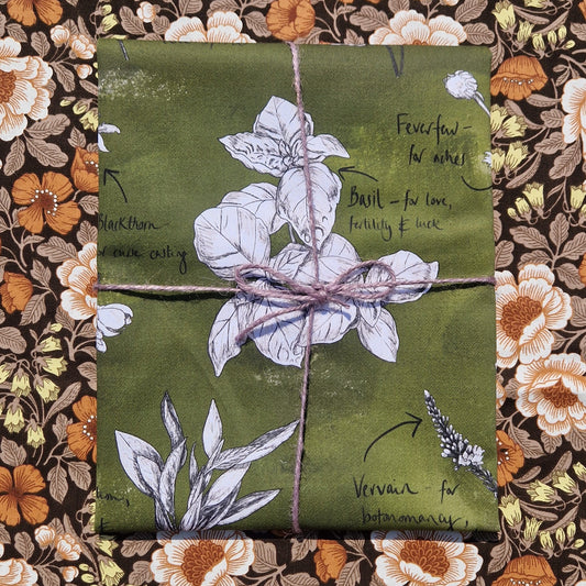 Witch's Garden Cotton Botanical Art Tea Towel
