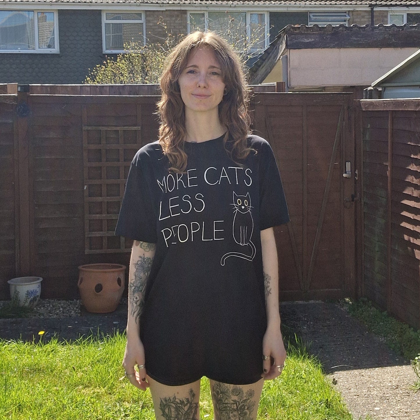 More Cats Less People Eco-friendly Soft Cotton Unisex T-shirt In Black