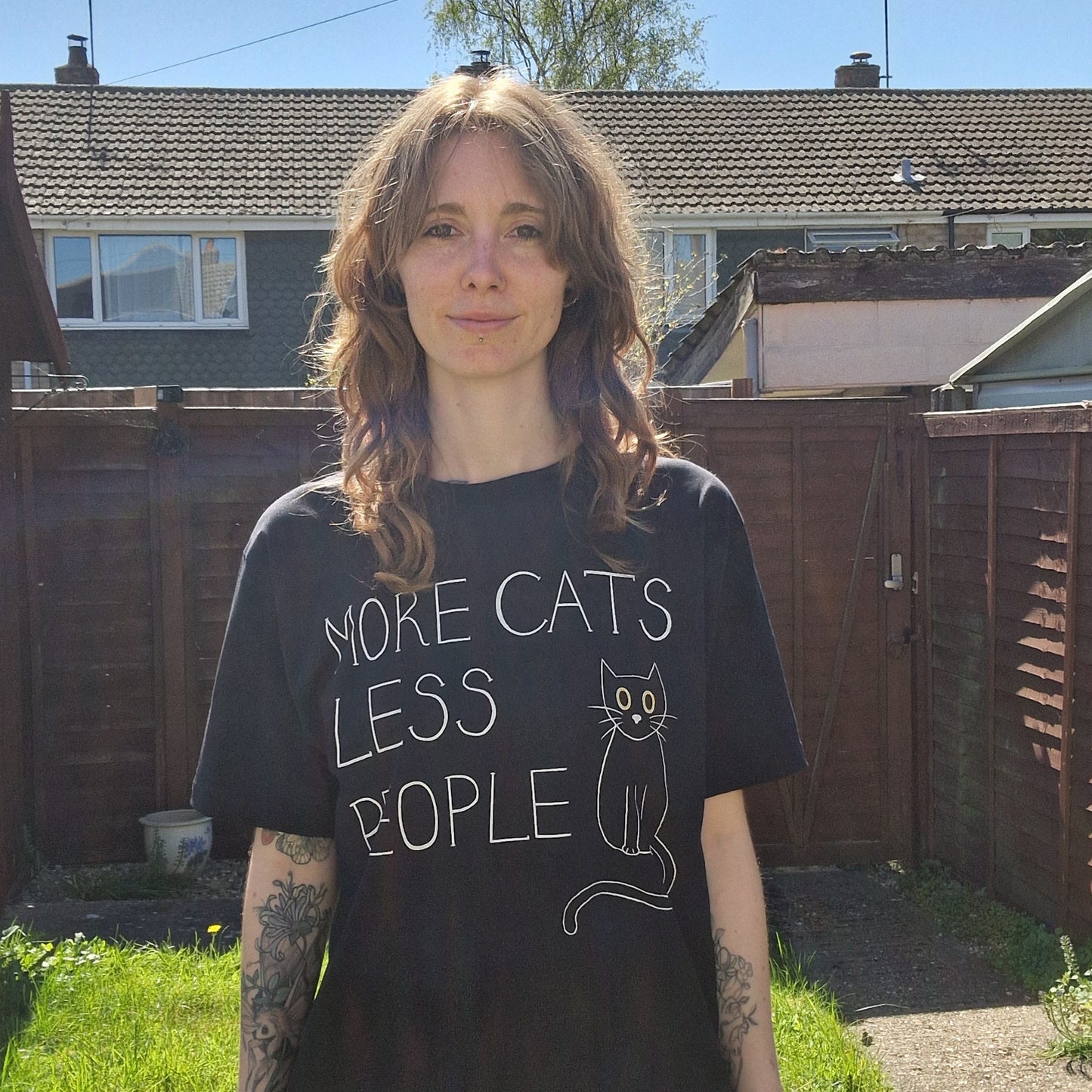More Cats Less People Eco-friendly Soft Cotton Unisex T-shirt In Black
