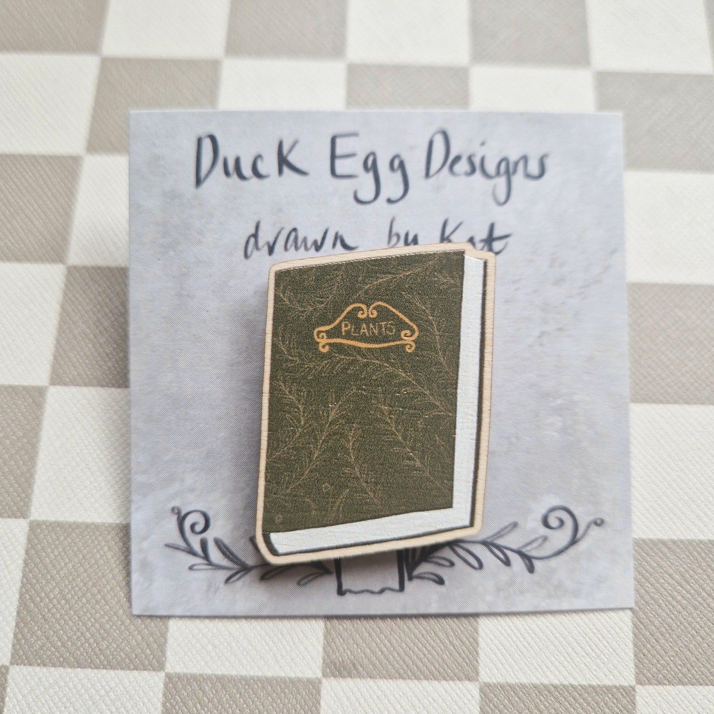 Plant Book Wooden Pin Badge