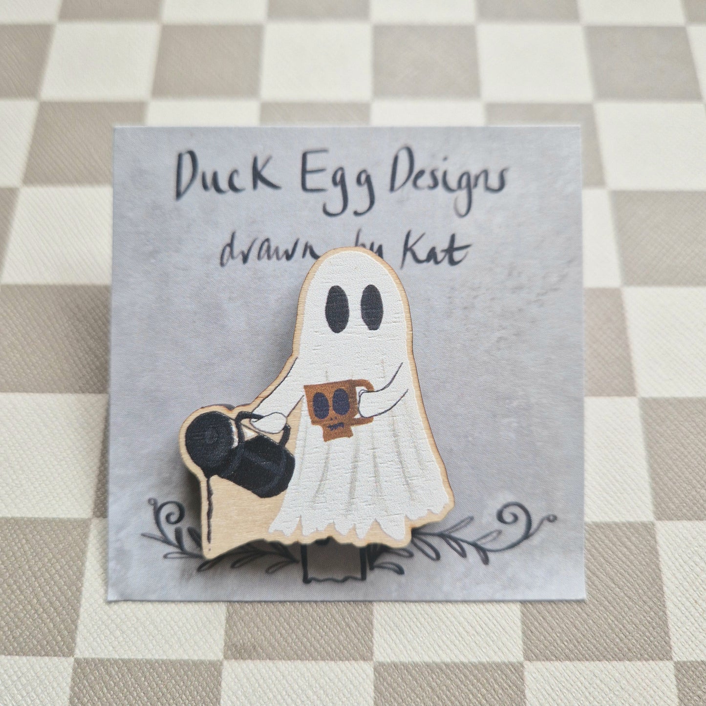 Coffee Ghost Eco-Friendly Pin Badge