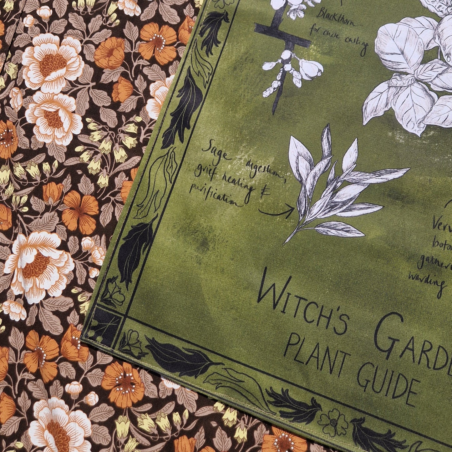 Witch's Garden Cotton Botanical Art Tea Towel