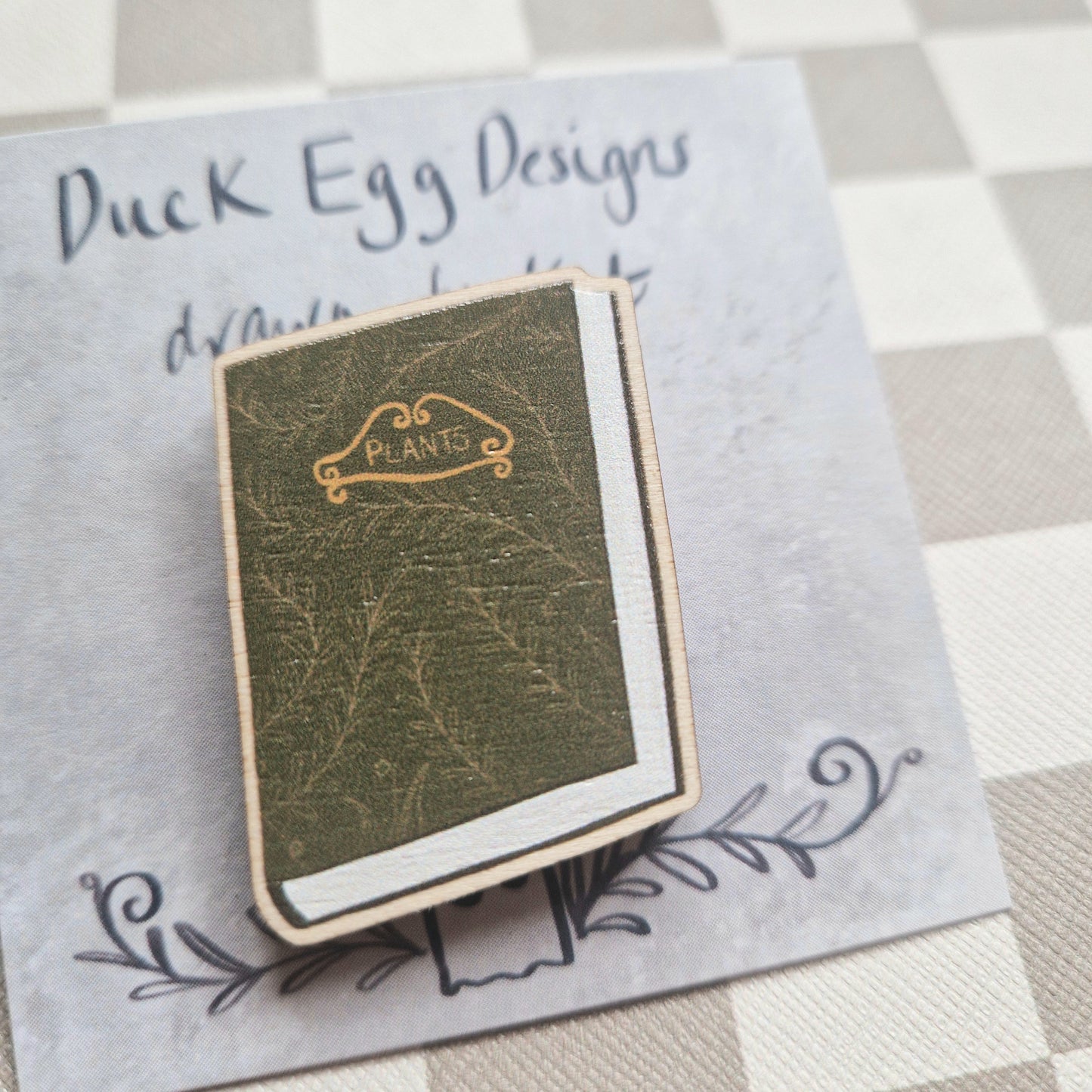 Plant Book Wooden Pin Badge