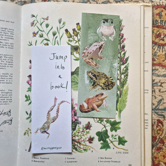 Jump Into A Book Frog Bookmark Made From Eco-Friendly Paper
