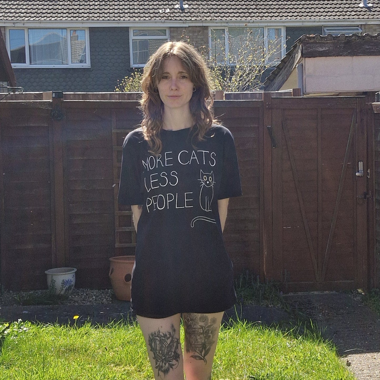 More Cats Less People Eco-friendly Soft Cotton Unisex T-shirt In Black