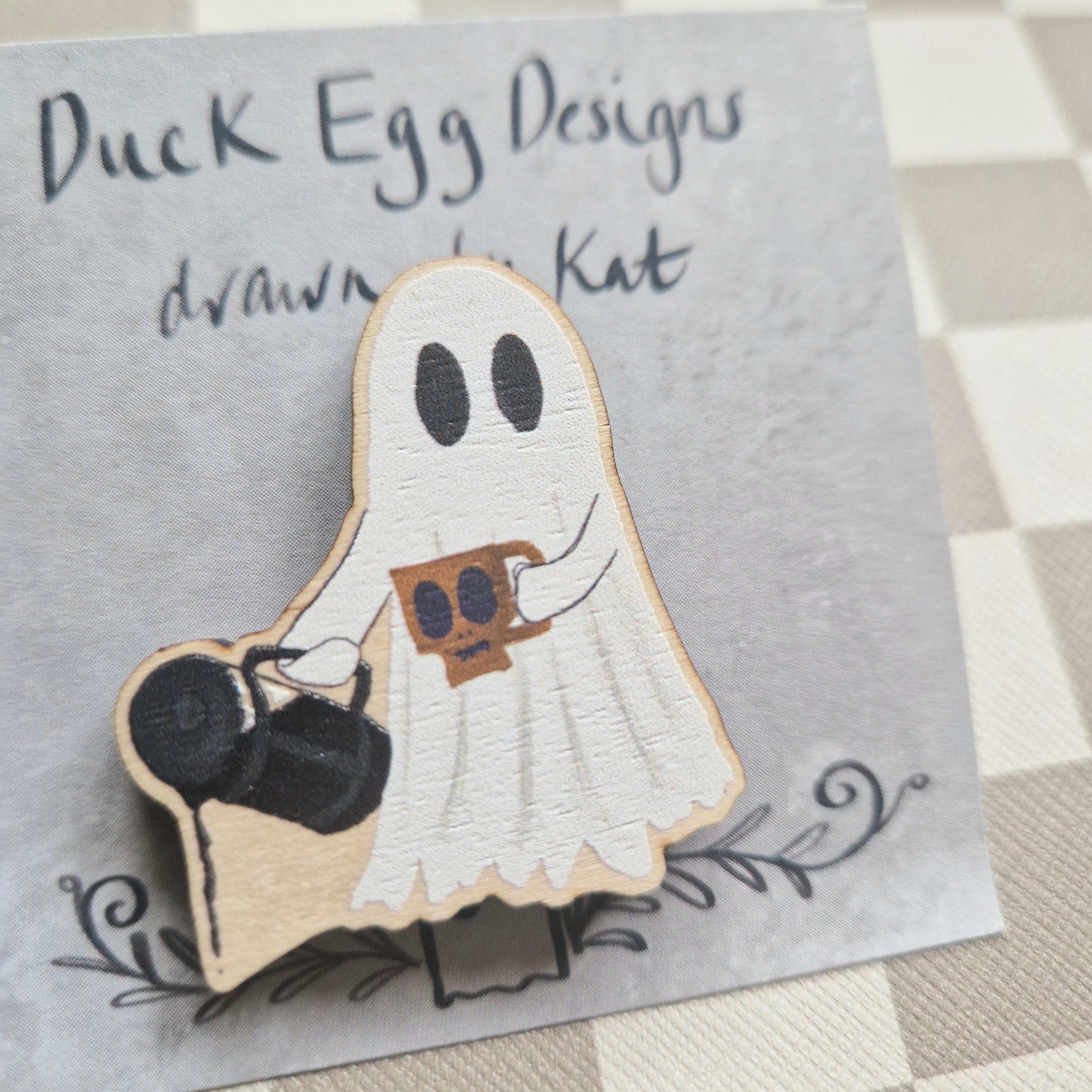 Coffee Ghost Eco-Friendly Pin Badge