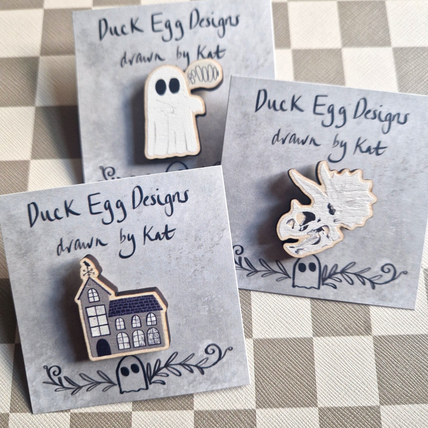 Haunted House Eco-friendly Ghost Sustainable Wood Pin Badge