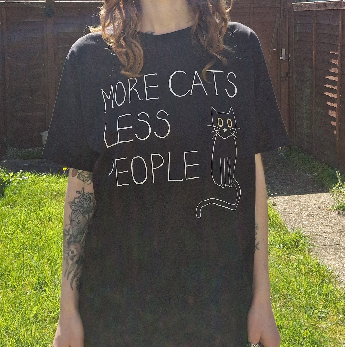 More Cats Less People Eco-friendly Soft Cotton Unisex T-shirt In Black