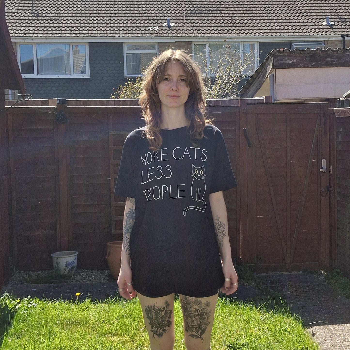 More Cats Less People Eco-friendly Soft Cotton Unisex T-shirt In Black