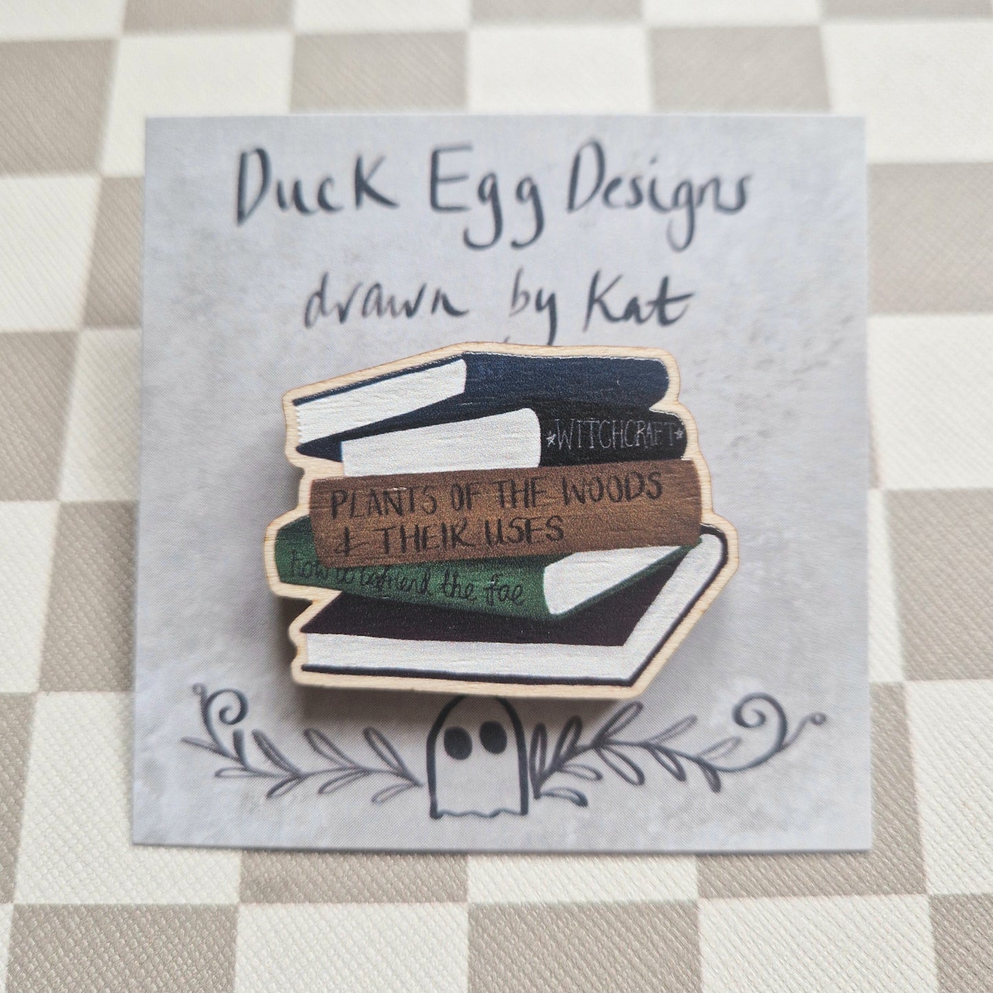 Stack Of Books Reading Wooden Eco-Friendly Pin Badge
